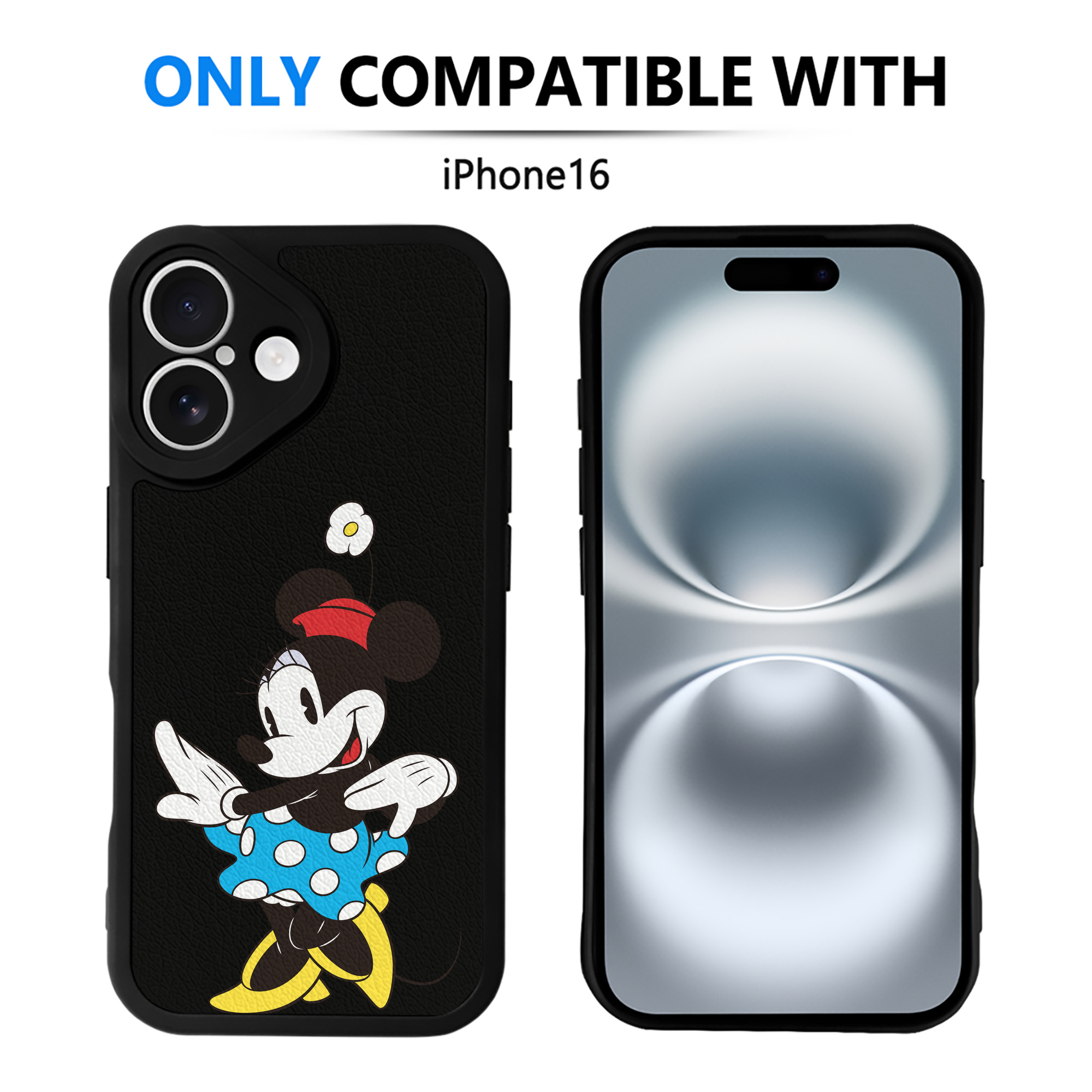 （画像用） ミッキーマウス Mickey Mouse 【iPhone 16シリーズ対応】シリコンスマホケース（レザー調） 材質：シリコン